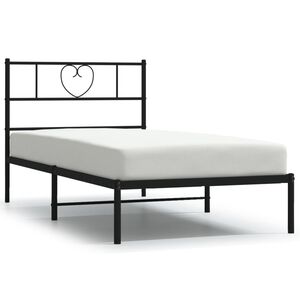 vidaXL fekete f&eacute;m &aacute;gykeret fejt&aacute;ml&aacute;val 75 x 190 cm