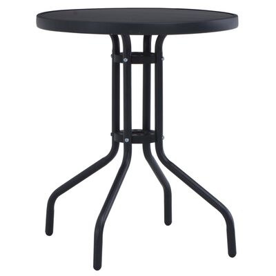 vidaXL fekete acél és üveg kerti asztal 80 cm