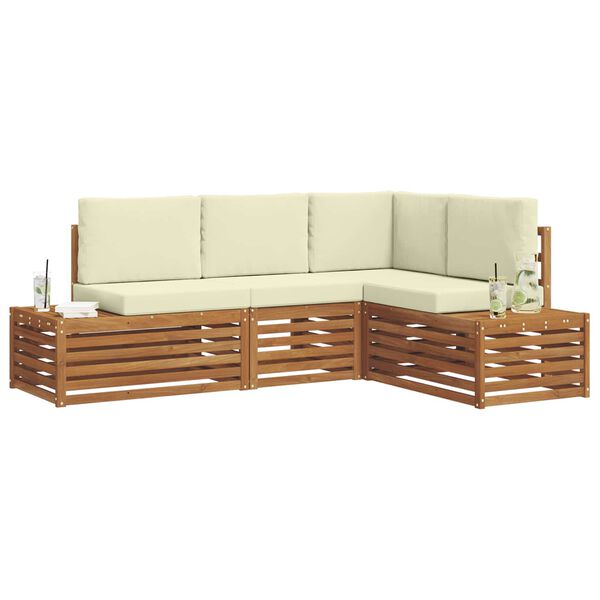 vidaXL K&uuml;lt&eacute;ri kanap&eacute; szett p&aacute;rn&aacute;val 4 Darab Term&eacute;szetes &eacute;s kr&eacute;msz&iacute;nű