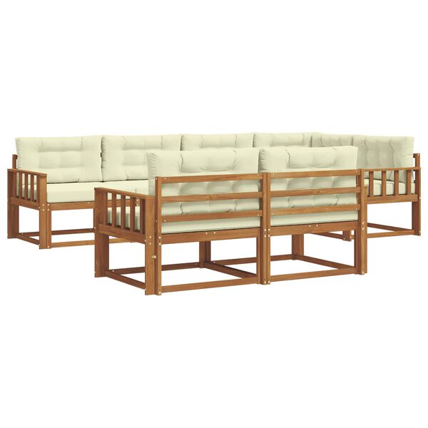 vidaXL K&uuml;lt&eacute;ri kanap&eacute; szett p&aacute;rn&aacute;val 7 pcs Term&eacute;szetes &eacute;s kr&eacute;msz&iacute;nű