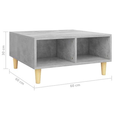 vidaXL betonszürke forgácslap dohányzóasztal 60 x 60 x 30 cm