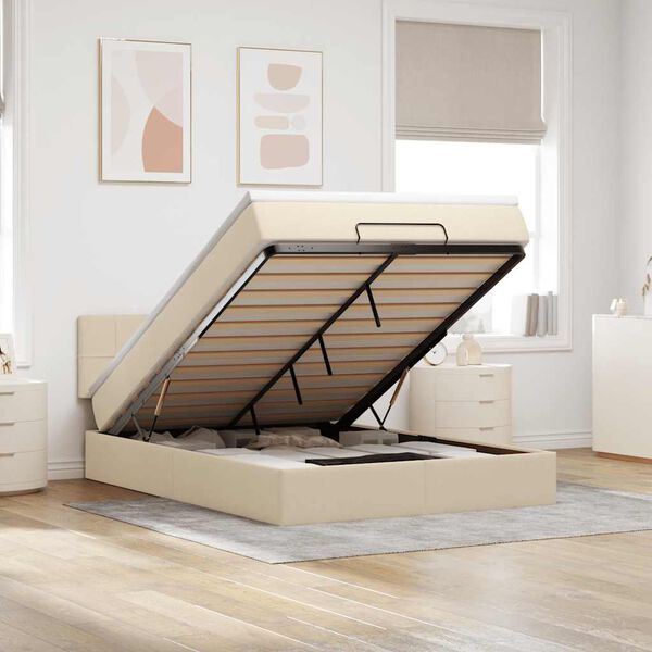 vidaXL Ottom&aacute;n &aacute;gy matraccal kr&eacute;m 140x190 cm sz&ouml;vet