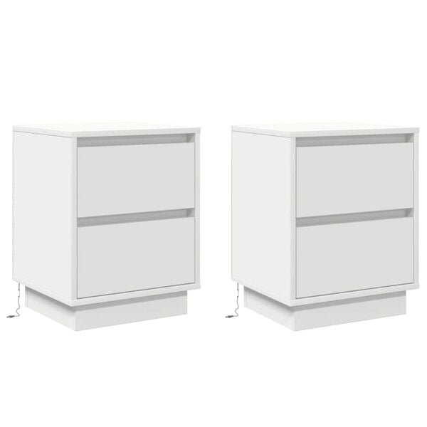 vidaXL &Eacute;jjeliszekr&eacute;ny fi&oacute;kkal 2 pcs Feh&eacute;r 39 x 34,5 x 50 cm Faanyag