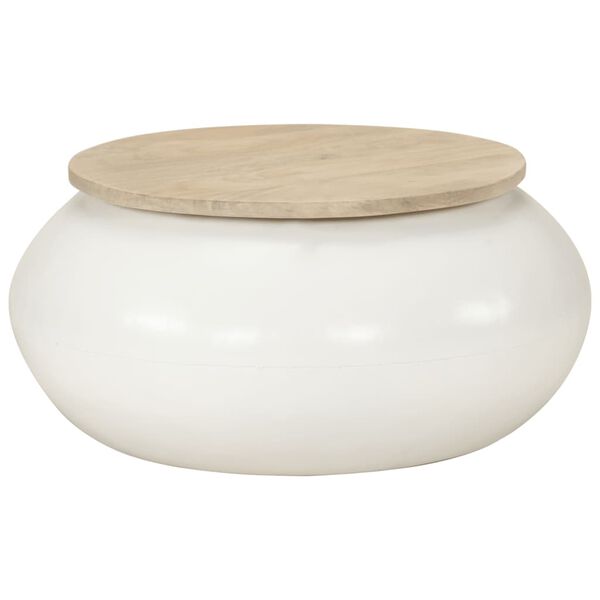 vidaXL fehér tömör mangófa dohányzóasztal 51x51x27 cm