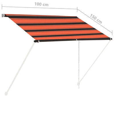 vidaXL narancssárga és barna feltekerhető napellenző 100 x 150 cm
