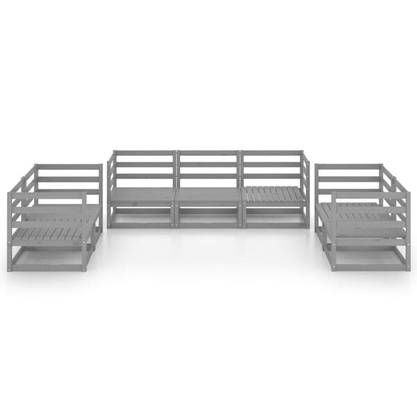 vidaXL 7 r&eacute;szes sz&uuml;rke t&ouml;m&ouml;r fenyőfa kerti &uuml;lőgarnit&uacute;ra