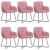 vidaXL &Eacute;tkező Sz&eacute;kek 6 pcs B&aacute;rsony R&oacute;zsasz&iacute;n 59 x 56,5 x 86 cm