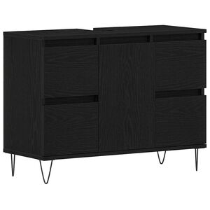 vidaXL F&uuml;rdőszobai mosd&oacute;szekr&eacute;ny Fekete t&ouml;lgy 80 x 33 x 60 cm Faanyag