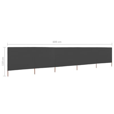 vidaXL antracitszürke szövet 5-paneles szélfogó 600 x 80 cm