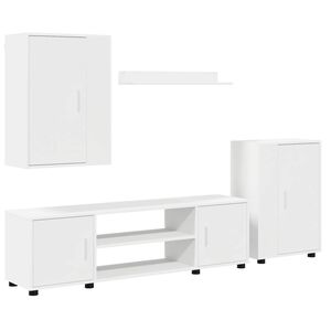 vidaXL TV szekr&eacute;ny garnit&uacute;ra Falra szerelhető 4 pcs Feh&eacute;r Faanyag
