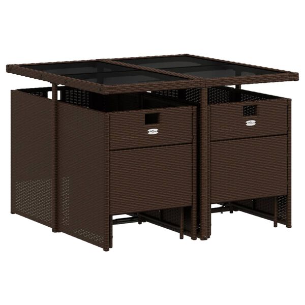 vidaXL 9 r&eacute;szes barna polyrattan kerti &eacute;tkezőgarnit&uacute;ra p&aacute;rn&aacute;kkal