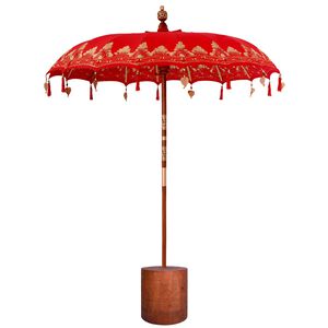 vidaXL Balin&eacute;z napernyő alappal 260 Piros &eacute;s barna 190 x 190 x 295 cm