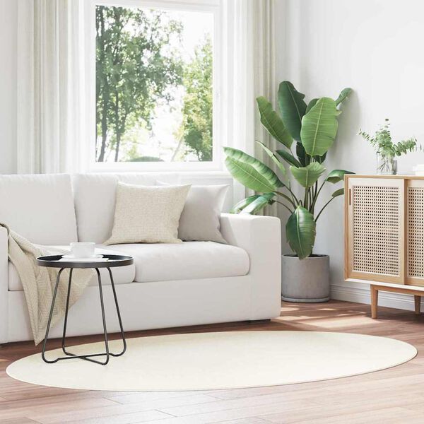 vidaXL Ter&uuml;letszőnyegek Ov&aacute;lis HUARTE Kr&eacute;m 140 x 200 cm