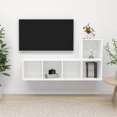 vidaXL 2 részes fehér forgácslap TV-szekrény szett