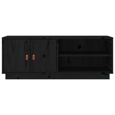 vidaXL fekete tömör fenyőfa TV-szekrény 105 x 34 x 40 cm