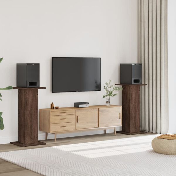 vidaXL 2 db barna tölgy színű szerelt fa hangszóróállvány 30x30x95 cm