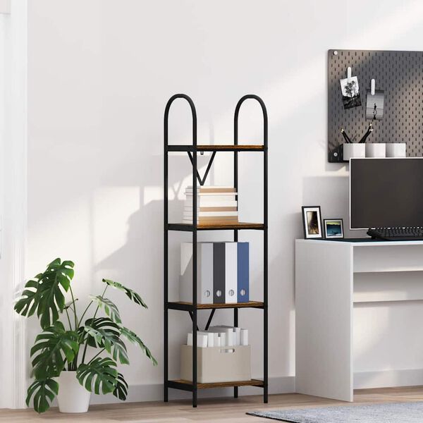 vidaXL K&ouml;nyvespolc F&uuml;st&ouml;lt t&ouml;lgy 40 x 30 x 146 cm Faanyag