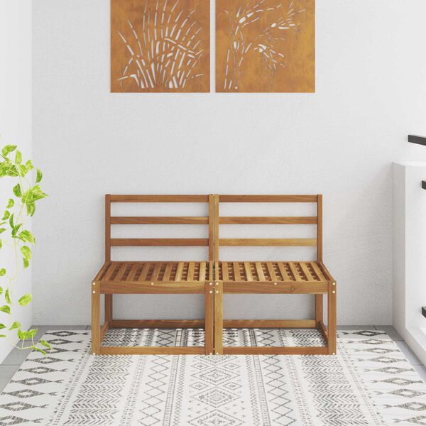 vidaXL 2 Darab K&uuml;lt&eacute;ri k&ouml;z&eacute;pső kanap&eacute; T&ouml;m&ouml;r Ak&aacute;cfa Term&eacute;szetes