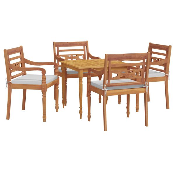 vidaXL 5 r&eacute;szes t&ouml;m&ouml;r t&iacute;kfa kerti &eacute;tkezőgarnit&uacute;ra p&aacute;rn&aacute;val