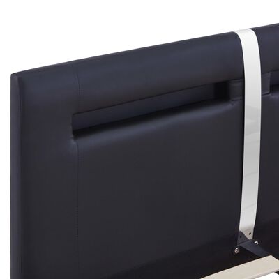 vidaXL fekete LED-es műbőr ágykeret 140 x 200 cm