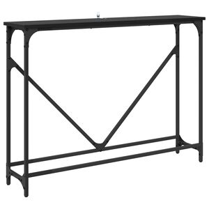 vidaXL Konzolasztal Fekete t&ouml;lgy 102 x 23 x 75 cm Szerelt Fa
