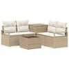 vidaXL Kanap&eacute; Szett 6 db Beige &eacute;s Kr&eacute;msz&iacute;nű Poli rattan &eacute;s ac&eacute;l