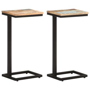 vidaXL 2 db t&ouml;m&ouml;r &uacute;jrahasznos&iacute;tott fa kisasztal 31,5 x 24,5 x 64,5 cm
