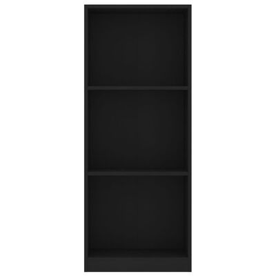 vidaXL 3 szintes fekete szerelt fa könyvszekrény 40 x 24 x 109 cm