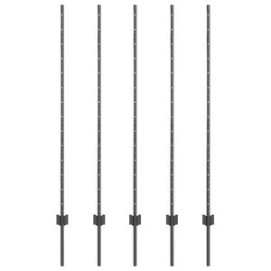 vidaXL Be&aacute;gyazott ker&iacute;t&eacute;soszlop 5 db Sz&uuml;rke 180 cm Porsz&oacute;rt ac&eacute;l