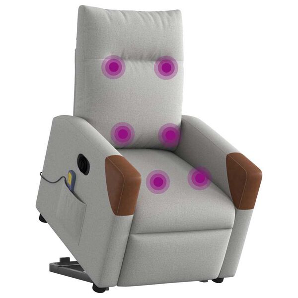 vidaXL Elektromos álló masszázsfotel felhőszürke szövet