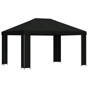 vidaXL Pavilon 4 &times; 3 m Fekete Poli&eacute;szter &eacute;s ac&eacute;l 190 gsm