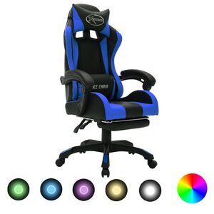 vidaXL k&eacute;k &eacute;s fekete műbőr versenysz&eacute;k RGB LED-vil&aacute;g&iacute;t&aacute;ssal