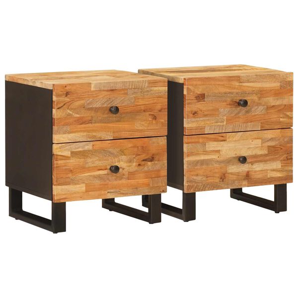 vidaXL &Eacute;jjeliszekr&eacute;ny 2 pcs Barna 40 x 33 x 46 cm T&ouml;m&ouml;r Mang&oacute;f&aacute;t