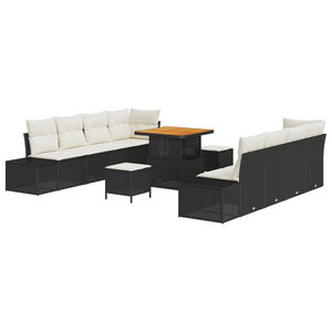 vidaXL Kerti Kanap&eacute; Szett p&aacute;rn&aacute;val Fekete 80 x 80 x 71 cm Poli rattan