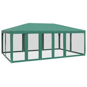 vidaXL z&ouml;ld HDPE rendezv&eacute;nys&aacute;tor 10 h&aacute;l&oacute;s oldalfallal 6 x 4 m
