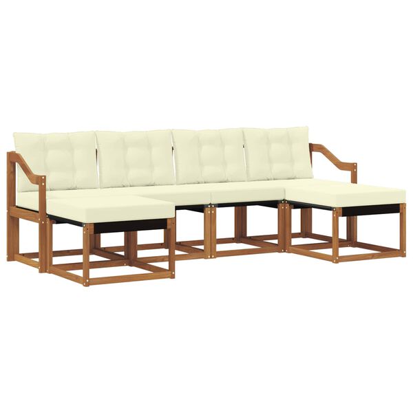 vidaXL K&uuml;lt&eacute;ri kanap&eacute; szett p&aacute;rn&aacute;val 6 pcs Term&eacute;szetes &eacute;s kr&eacute;msz&iacute;nű