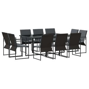 vidaXL Kert &eacute;tkező szett 11 pcs Fekete Ac&eacute;l