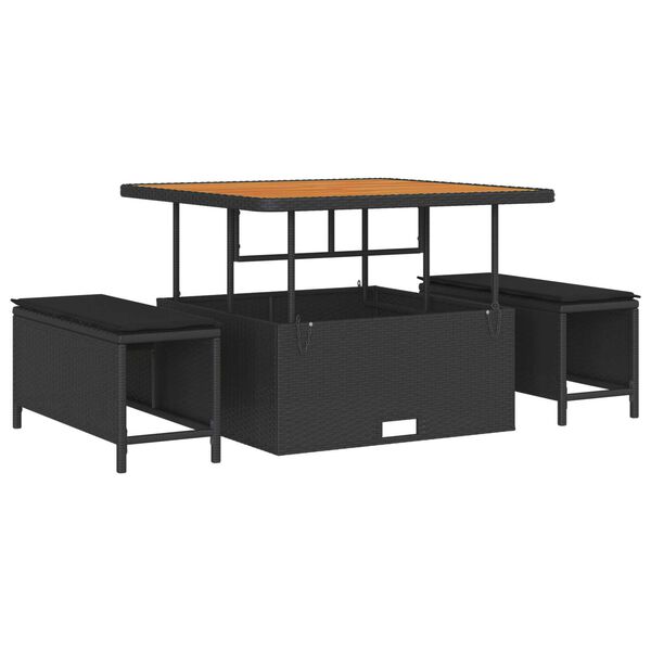 vidaXL Kerti Kanap&eacute; Szett p&aacute;rn&aacute;val 8 pcs Fekete polirattan