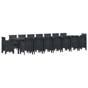 vidaXL Kerti &eacute;tkező szett p&aacute;rn&aacute;kkal p&aacute;rn&aacute;val 17 pcs Antracit PP