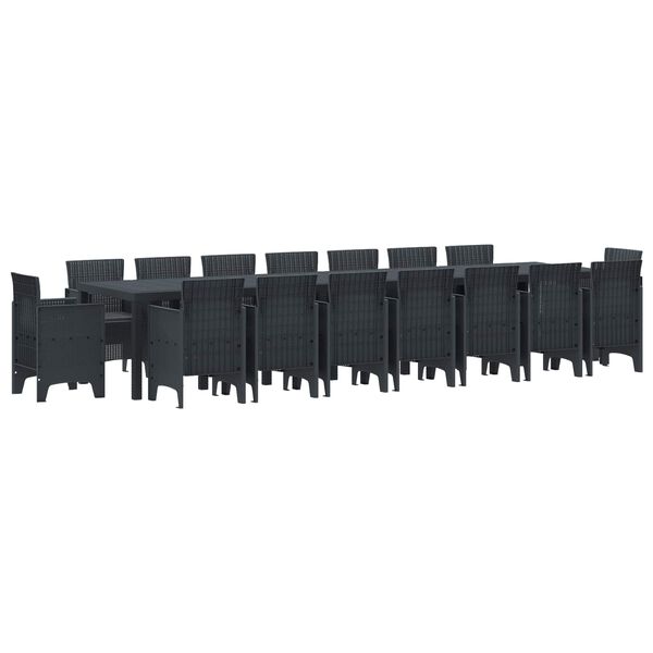 vidaXL Kerti &eacute;tkező szett p&aacute;rn&aacute;kkal p&aacute;rn&aacute;val 17 pcs Antracit PP