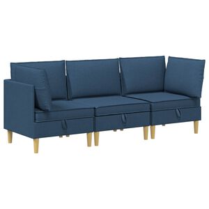 vidaXL Modul&aacute;ris kanap&eacute; szett t&aacute;rol&oacute;val 3 pcs K&eacute;k Sz&ouml;vet