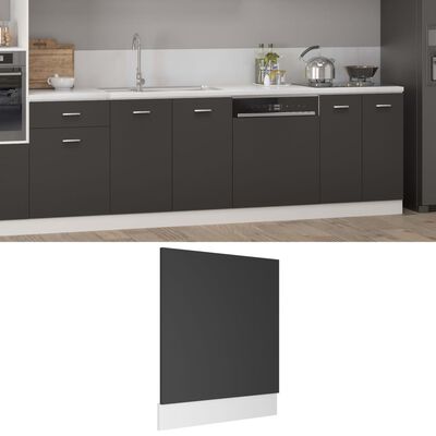 vidaXL szürke forgácslap mosogatógép-panel 59,5 x 3 x 67 cm