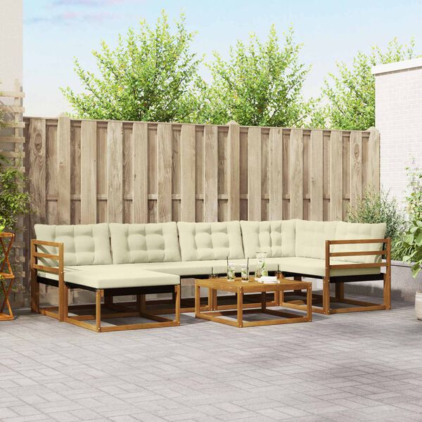 vidaXL K&uuml;lt&eacute;ri kanap&eacute; szett p&aacute;rn&aacute;val 19 pcs Term&eacute;szetes &eacute;s kr&eacute;msz&iacute;nű