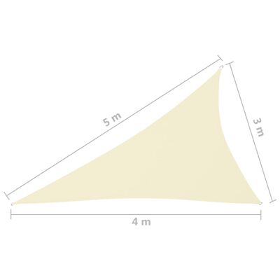 vidaXL krémszínű háromszögű oxford-szövet napvitorla 3 x 4 x 5 m
