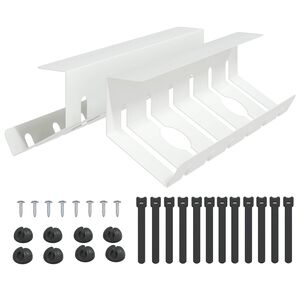 vidaXL Asztal alatti k&aacute;bel kezelő t&aacute;lca 2 db Feh&eacute;r 44 x 11,5 x 13,5 cm