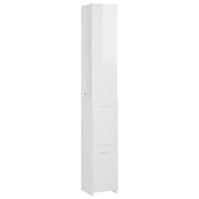 vidaXL magasfényű fehér forgácslap fürdőszobaszekrény 25 x 25 x 170 cm