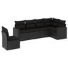 vidaXL 6 r&eacute;szes fekete polyrattan kerti &uuml;lőgarnit&uacute;ra p&aacute;rn&aacute;kkal