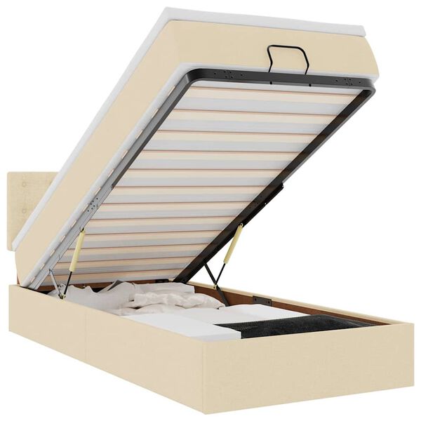 vidaXL kr&eacute;msz&iacute;nű sz&ouml;vet ottom&aacute;n &aacute;gy matraccal & LED-ek 90x200 cm