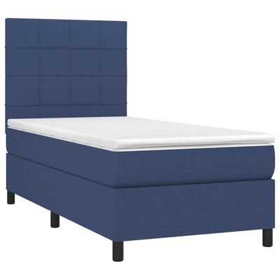 vidaXL kék szövet rugós és LED-es ágy matraccal 90x190 cm
