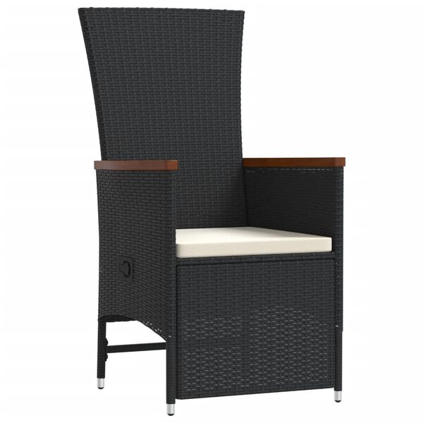 vidaXL 11 r&eacute;szes fekete polyrattan kerti &eacute;tkezőgarnit&uacute;ra p&aacute;rn&aacute;kkal